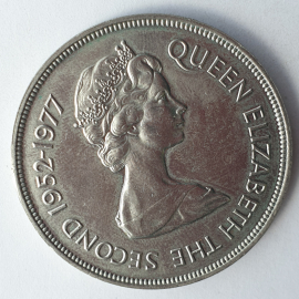 Монета двадцать пять пенсов, Гернси, 1977г.